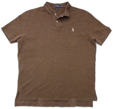 画像1: ポロ ラルフローレン ワンポイント コットン 鹿の子 ポロシャツ 杢ブラウン XL (1)