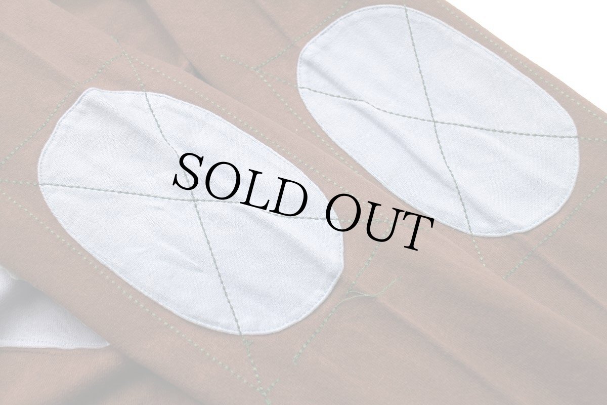 画像6: 90s LACOSTEラコステ 太ボーダー エルボーパッチ付き コットン ラガーシャツ 茶×水色 XL (6)