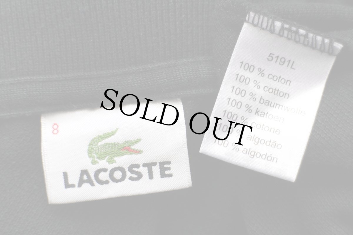 画像4: 00s LACOSTEラコステ ワンポイント コットン 鹿の子 長袖ポロシャツ 黒 8★107 特大 (4)