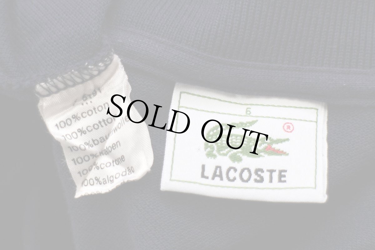 画像4: 80s LACOSTEラコステ ワンポイント コットン 鹿の子 長袖ポロシャツ 紺 6★102 (4)