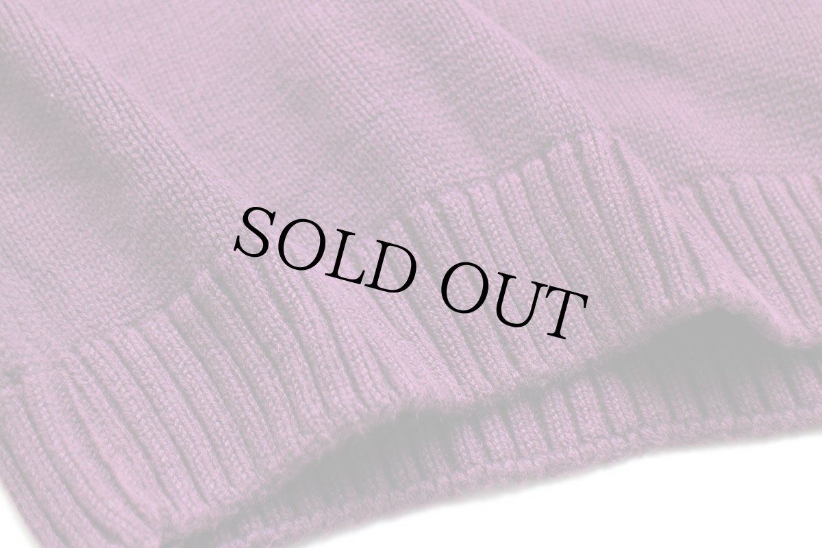 画像5: 90s USA製 LANDS'ENDランズエンド 無地 サドルショルダー コットンニット セーター パープル W-M (5)