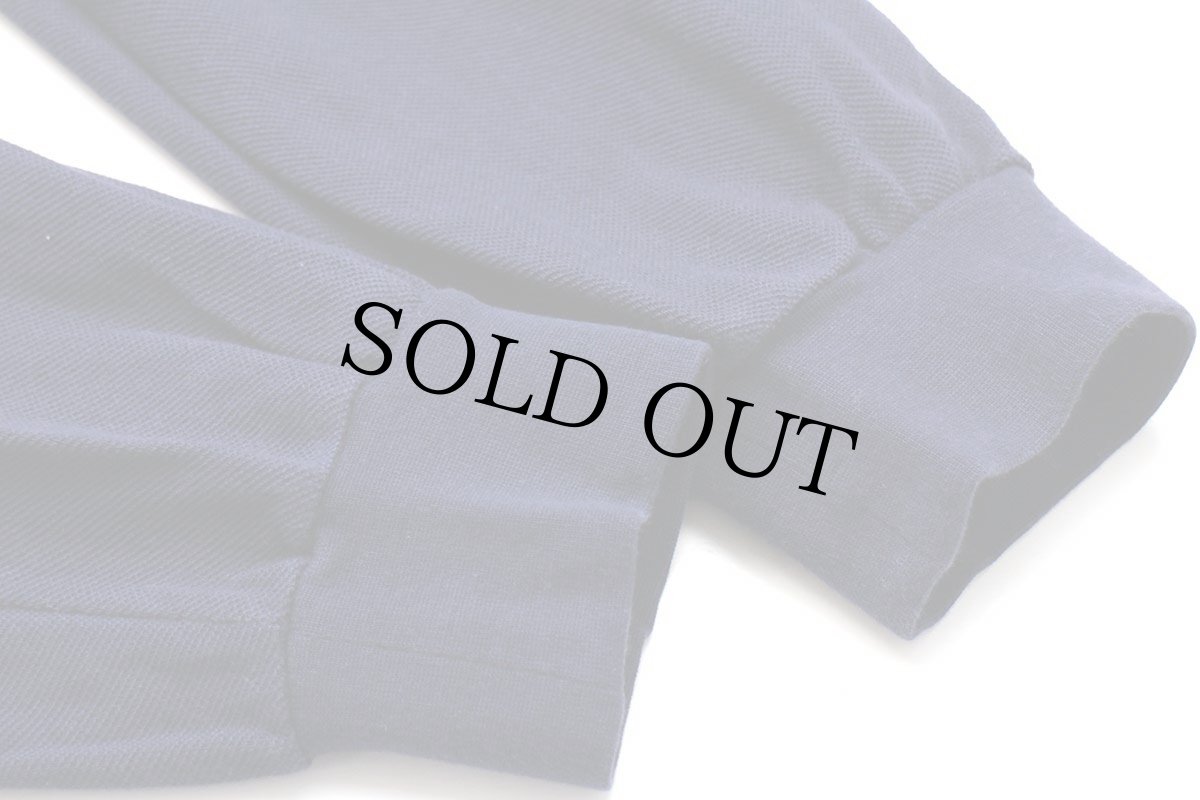 画像6: 80s LACOSTEラコステ ワンポイント コットン 鹿の子 長袖ポロシャツ 紺 6★102 (6)