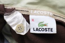 画像4: 90s LACOSTEラコステ 太ボーダー エルボーパッチ付き コットン ラガーシャツ 茶×水色 XL (4)