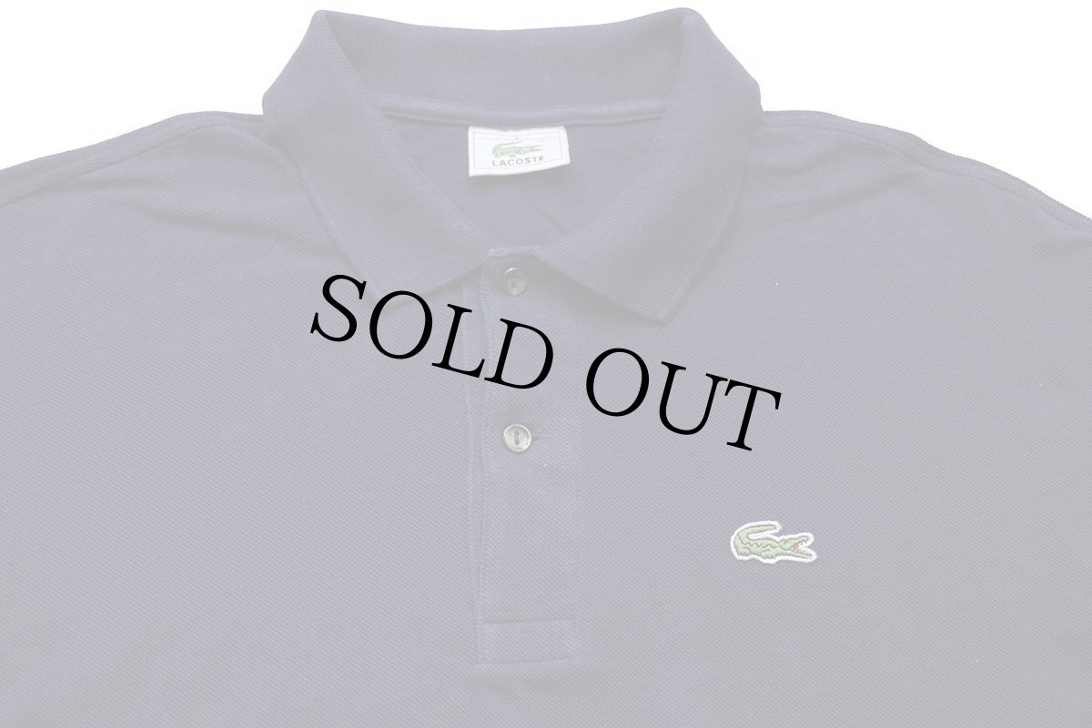 画像3: 80s LACOSTEラコステ ワンポイント コットン 鹿の子 長袖ポロシャツ 紺 6★102 (3)