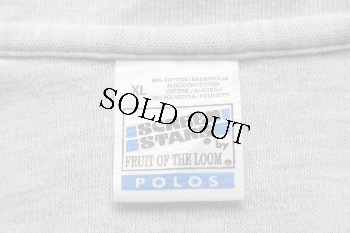 画像4: 90s M&M's キャラクター刺繍 鹿の子 長袖ポロシャツ 杢ライトグレー XL (4)