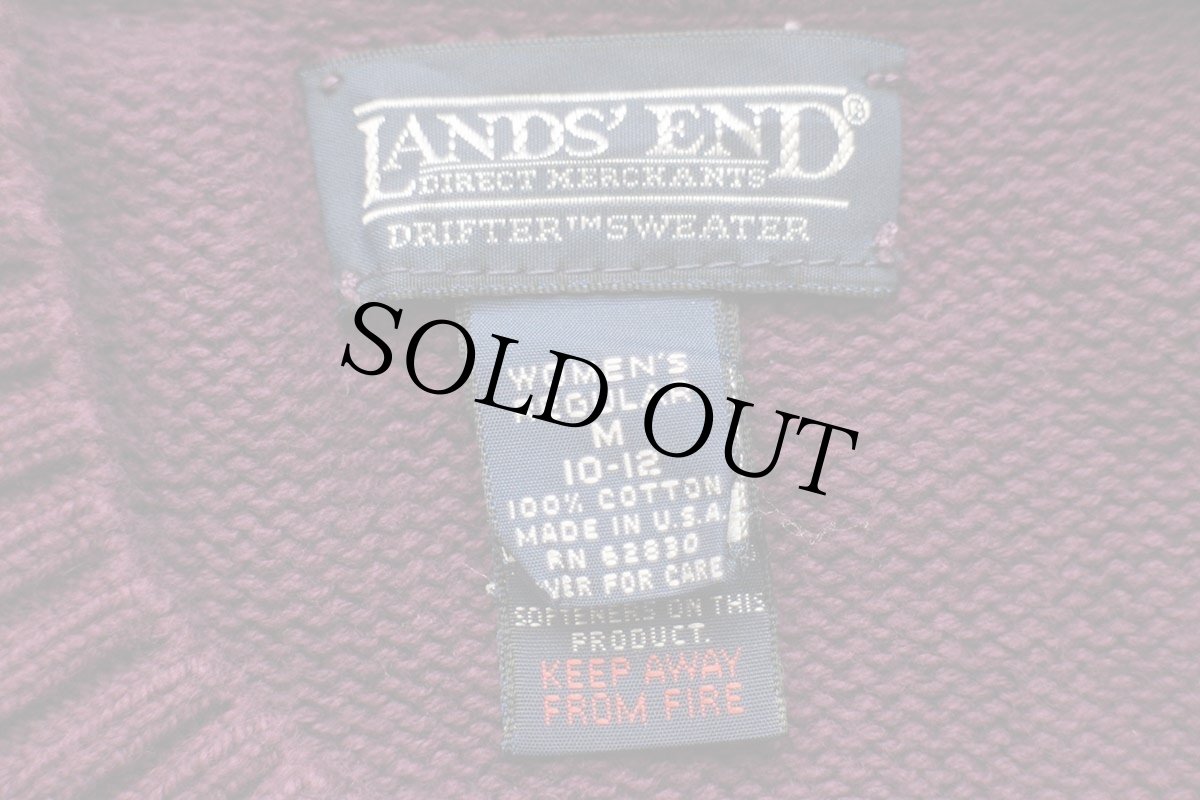 画像4: 90s USA製 LANDS'ENDランズエンド 無地 サドルショルダー コットンニット セーター パープル W-M (4)