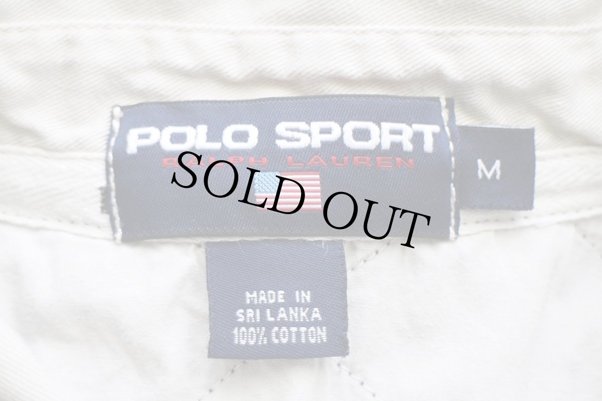 画像5: 90s POLO SPORTポロ スポーツ ラルフローレン ボーダー ロゴ刺繍 コットン ラガーシャツ 紺×赤 M (5)