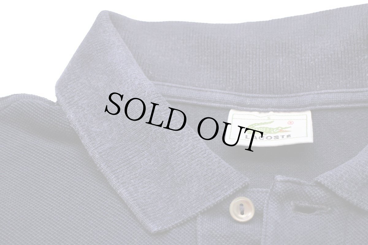 画像5: 80s LACOSTEラコステ ワンポイント コットン 鹿の子 長袖ポロシャツ 紺 5★108 (5)