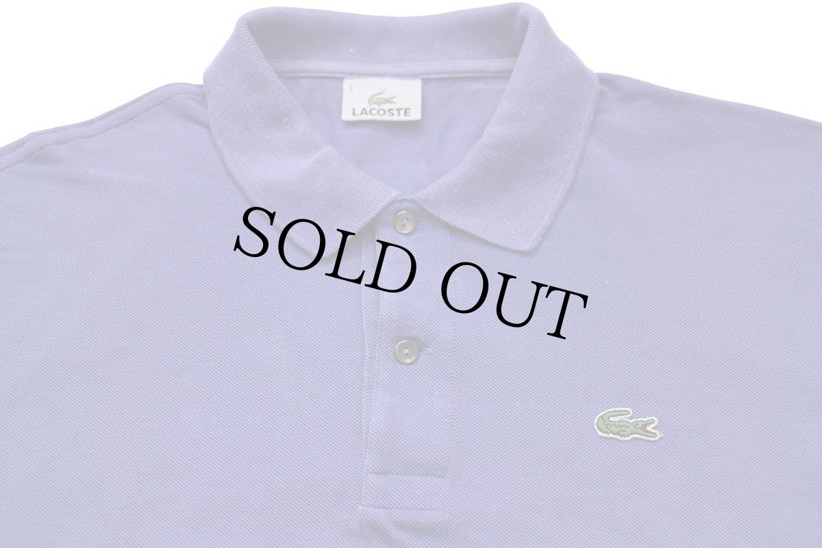 画像3: 90s LACOSTEラコステ ワンポイント コットン 鹿の子 長袖ポロシャツ カスタム 薄紫 6★106  (3)