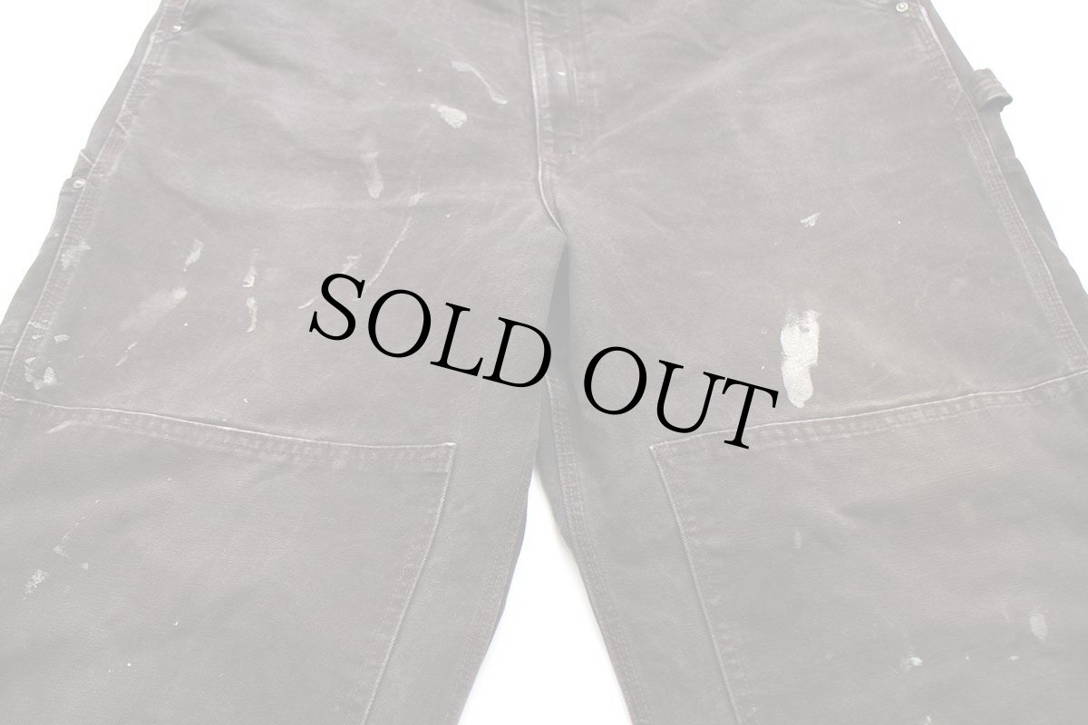 画像5: 00s carharttカーハート ペンキ飛び ダック地 ダブルニー オーバーオール 焦げ茶 w42 (5)