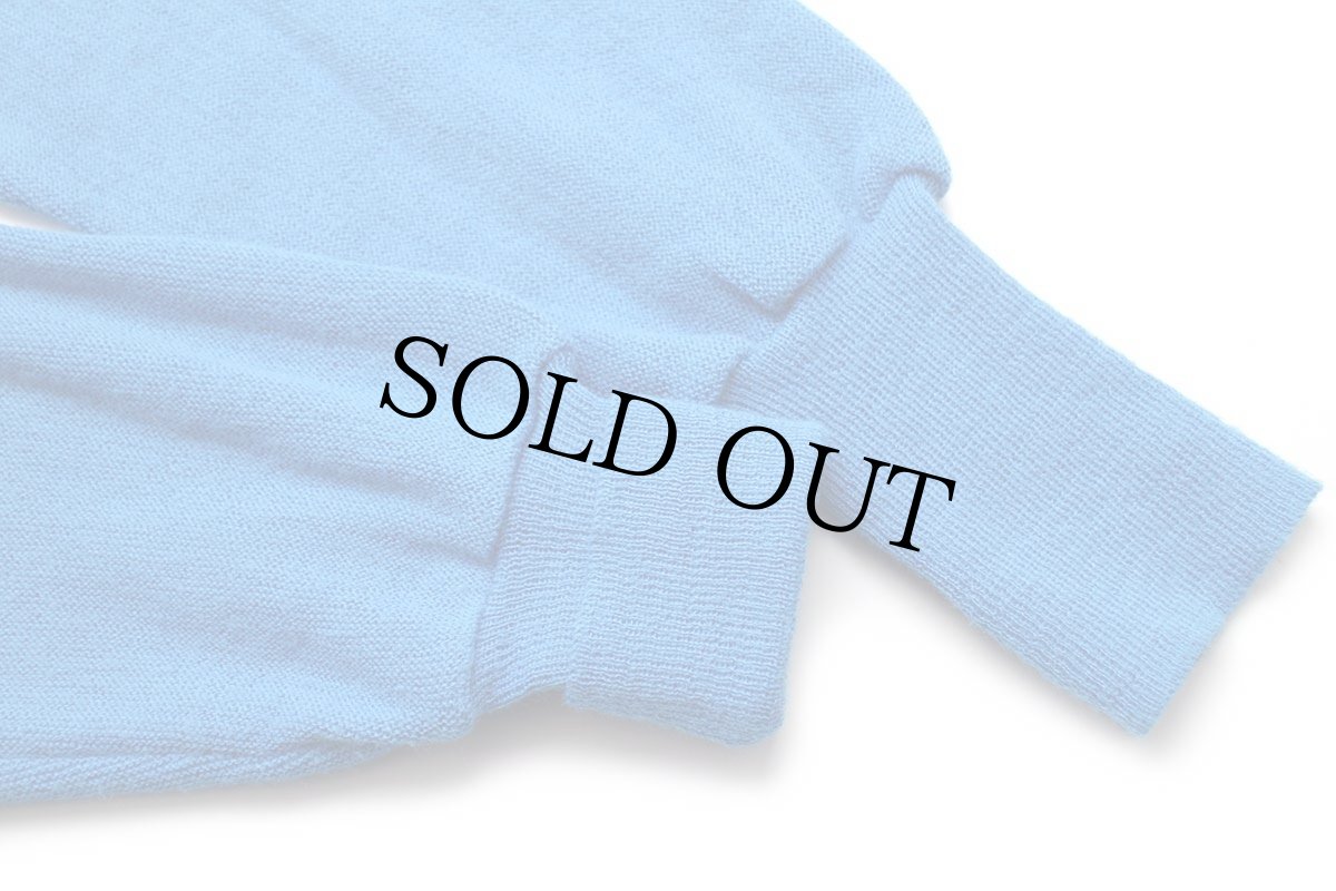 画像6: 80s USA製 JCPenney THE FOX 無地 パール編み アクリルニット カーディガン 青 L (6)