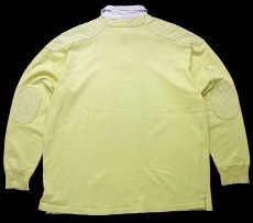 画像2: 90s ポロ ラルフローレン ワンポイント ショルダー＆エルボーパッチ付き コットン ラガーシャツ 薄黄 XL (2)
