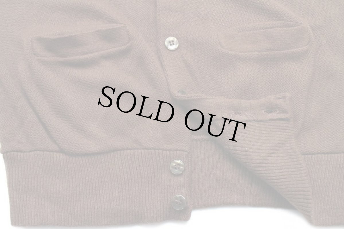 画像5: 80s USA製 CAMPUS 無地 パール編み アクリルニット カーディガン 茶 XL (5)