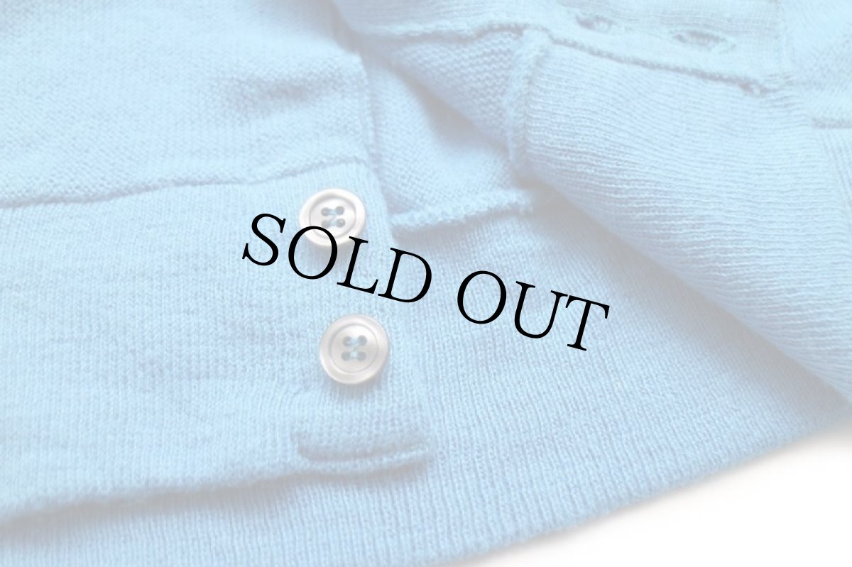 画像5: 80s USA製 JCPenney THE FOX 無地 パール編み アクリルニット カーディガン 青 L (5)