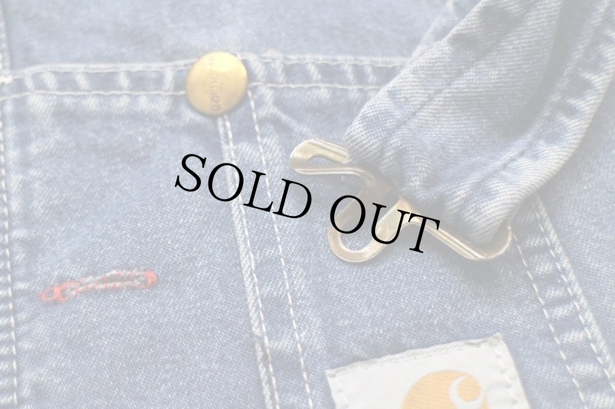 画像6: 90s carharttカーハート ペンキ飛び デニム オーバーオール w38 (6)