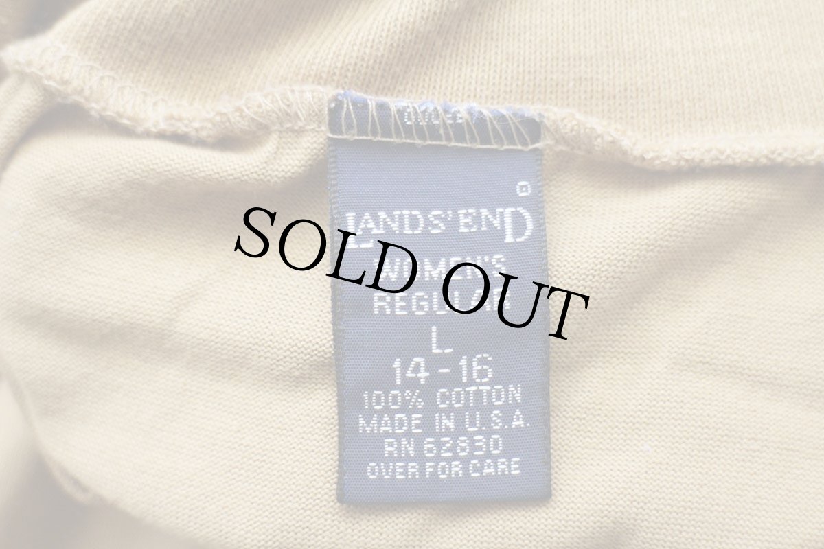 画像5: 90s USA製 LANDS'ENDランズエンド 無地 タートルネック コットン 長袖Tシャツ ライトブラウン W-L (5)