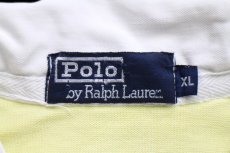 画像4: 90s ポロ ラルフローレン ワンポイント ショルダー＆エルボーパッチ付き コットン ラガーシャツ 薄黄 XL (4)
