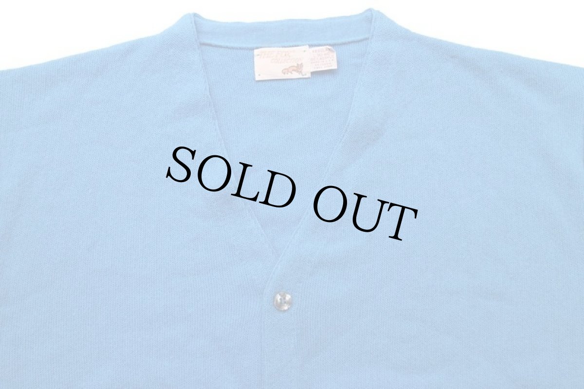 画像3: 80s USA製 JCPenney THE FOX 無地 パール編み アクリルニット カーディガン 青 L (3)