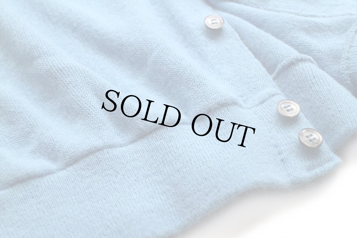 画像5: 80s USA製 LONDON FOG 無地 パール編み アクリルニット カーディガン 水色 L (5)