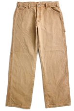 画像2: 00s メキシコ製 Dickiesディッキーズ ダック地 ペインターパンツ 茶 w34 L30 (2)