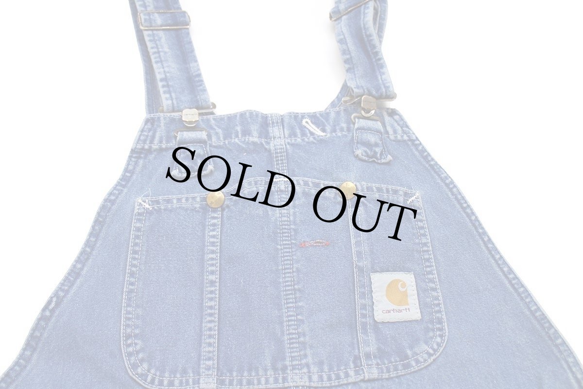 画像4: 90s carharttカーハート ペンキ飛び デニム オーバーオール w38 (4)