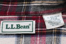 画像4: 90s カナダ製 L.L.Bean タータンチェック ネルライナー コットン ラインドハリケーンシャツ レンガ XL (4)