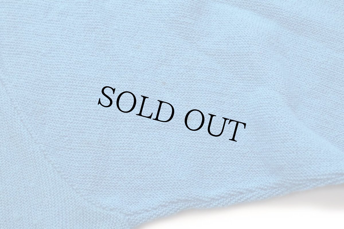 画像7: 80s USA製 JCPenney THE FOX 無地 パール編み アクリルニット カーディガン 青 L (7)