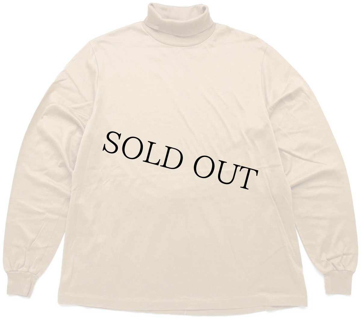 画像2: 90s USA製 LANDS'ENDランズエンド 無地 タートルネック コットン 長袖Tシャツ ライトブラウン W-L (2)