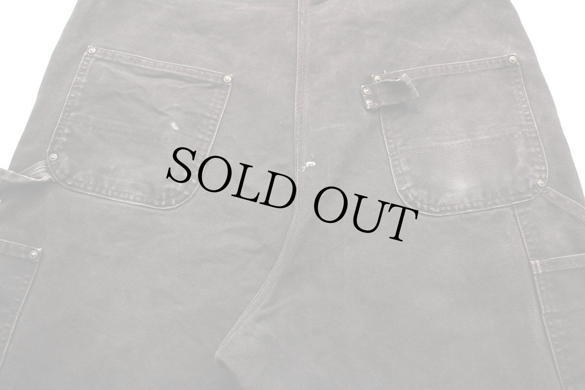 画像6: 00s carharttカーハート ペンキ飛び ダック地 ダブルニー オーバーオール 焦げ茶 w42 (6)