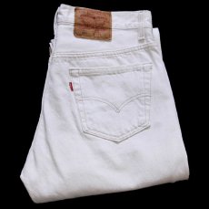 画像1: 90s USA製 Levi'sリーバイス 501 カラーデニムパンツ 生成り w34 L32 (1)