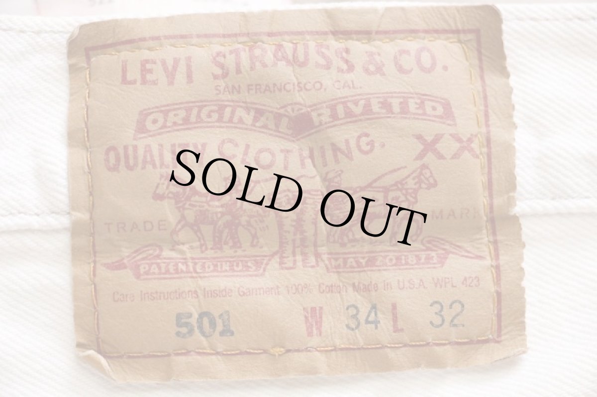 画像6: 90s USA製 Levi'sリーバイス 501 カラーデニムパンツ 生成り w34 L32 (6)