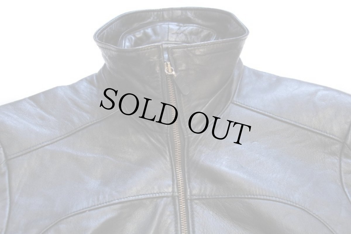 画像4: 80s イタリア製 Vera Pelle フード付き 薄中綿入り レザージャケット 黒 S (4)