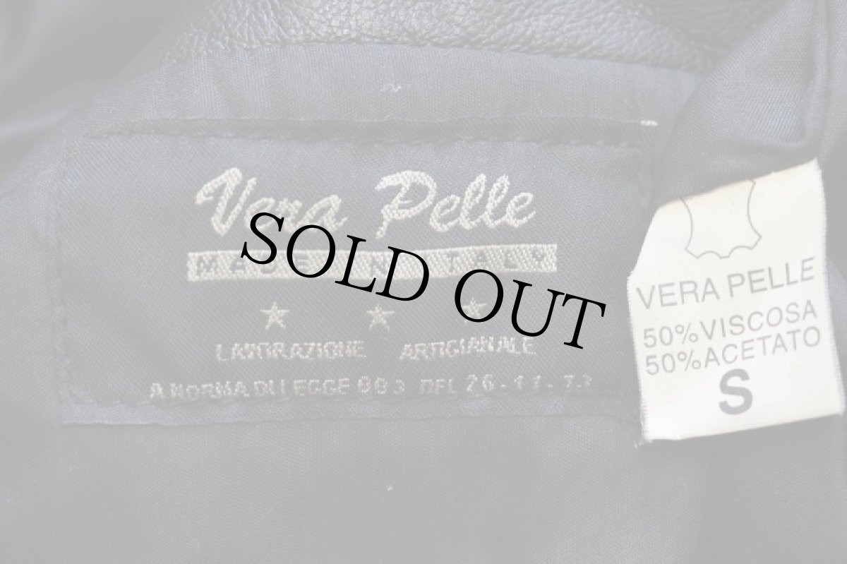 画像5: 80s イタリア製 Vera Pelle フード付き 薄中綿入り レザージャケット 黒 S (5)