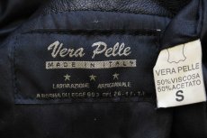 画像5: 80s イタリア製 Vera Pelle フード付き 薄中綿入り レザージャケット 黒 S (5)