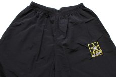 画像4: 11 米軍 U.S.ARMY ロゴ刺繍 APFU トレーニング ナイロンパンツ 黒 L/L (4)