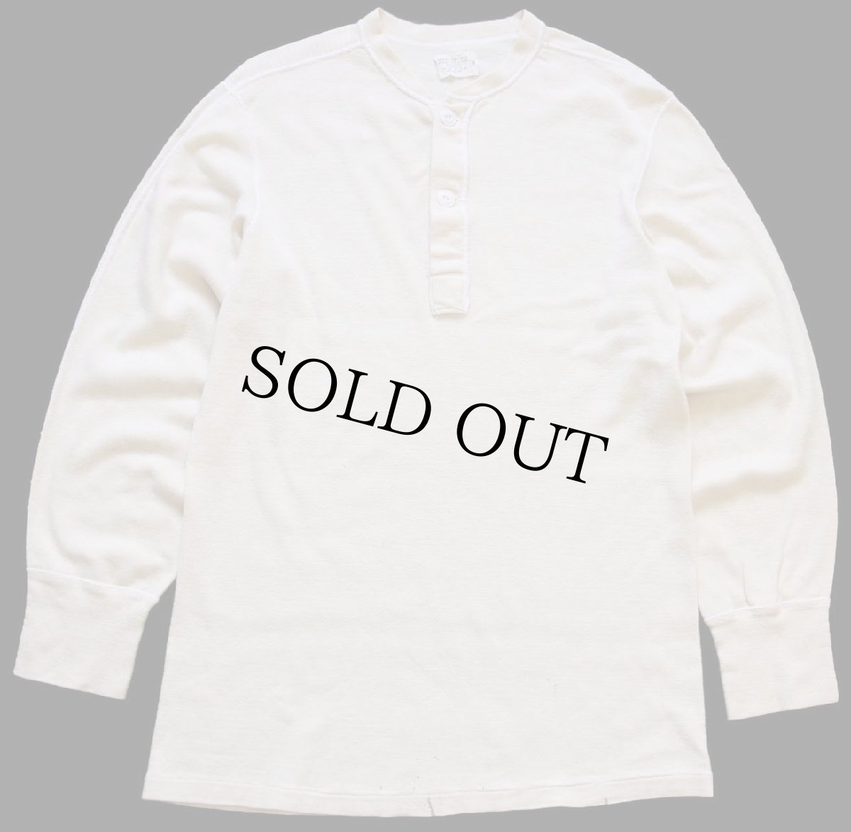 画像2: 70s 米軍 ヘンリーネック ウール×コットン アンダーシャツ ナチュラル L (2)