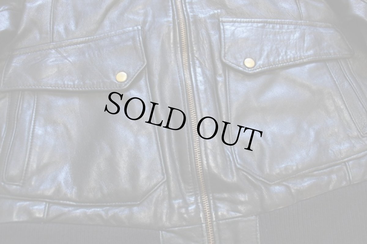 画像8: 80s イタリア製 Vera Pelle フード付き 薄中綿入り レザージャケット 黒 S (8)