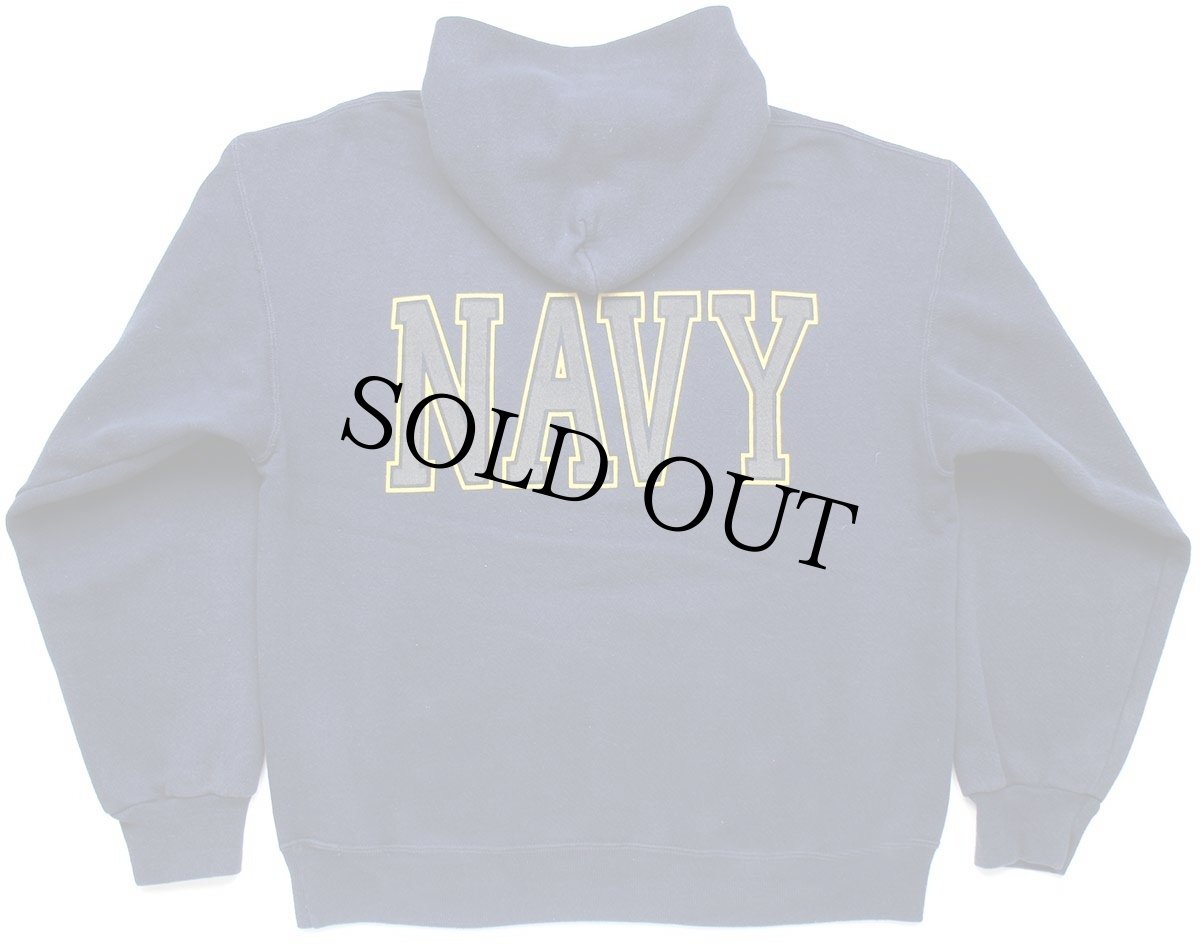 画像2: USA製 米軍 U.S.NAVY 両面リフレクタープリント スウェットパーカー 紺 M (2)