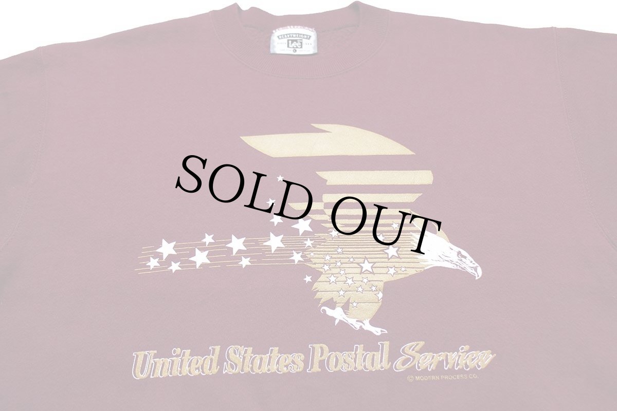 画像3: 90s USA製 Leeリー United States Postal Service イーグル スウェット バーガンディ L★USPS ポストマン (3)