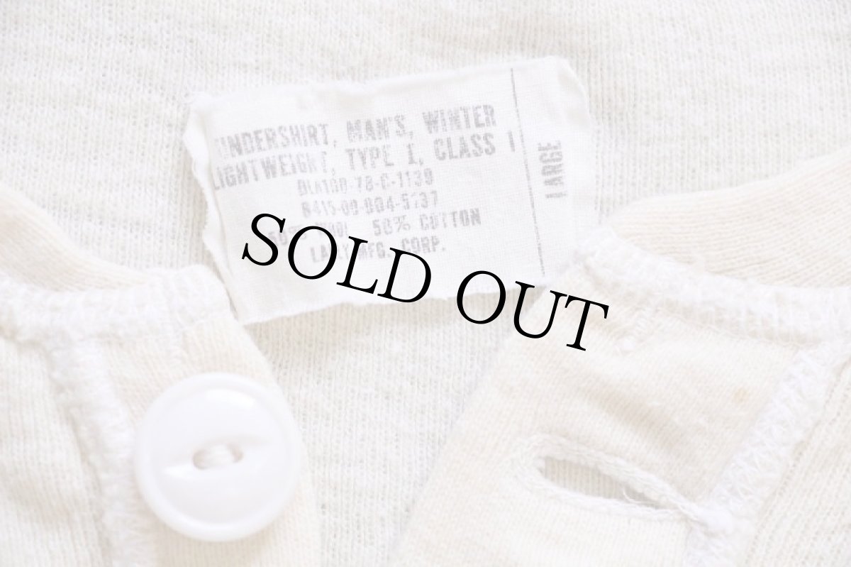 画像5: 70s 米軍 ヘンリーネック ウール×コットン アンダーシャツ ナチュラル L (5)