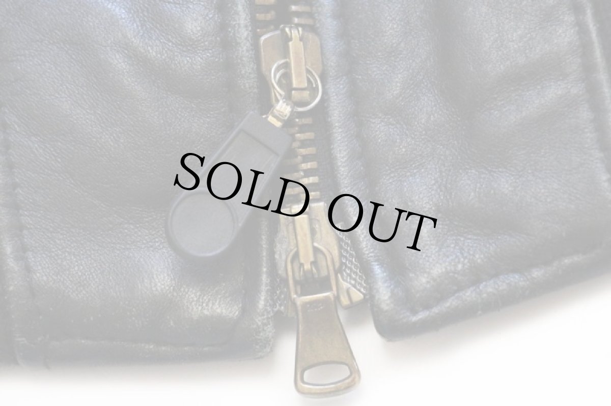 画像7: 80s イタリア製 Vera Pelle フード付き 薄中綿入り レザージャケット 黒 S (7)