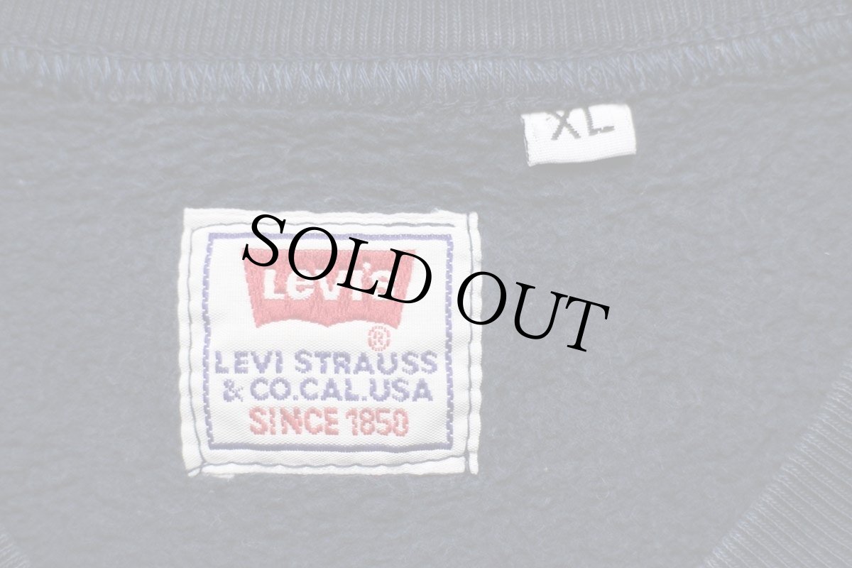 画像4: 90s イタリア製 Levi'sリーバイス ワンポイント コットン スウェット 紺 フェード XL★ユーロ (4)
