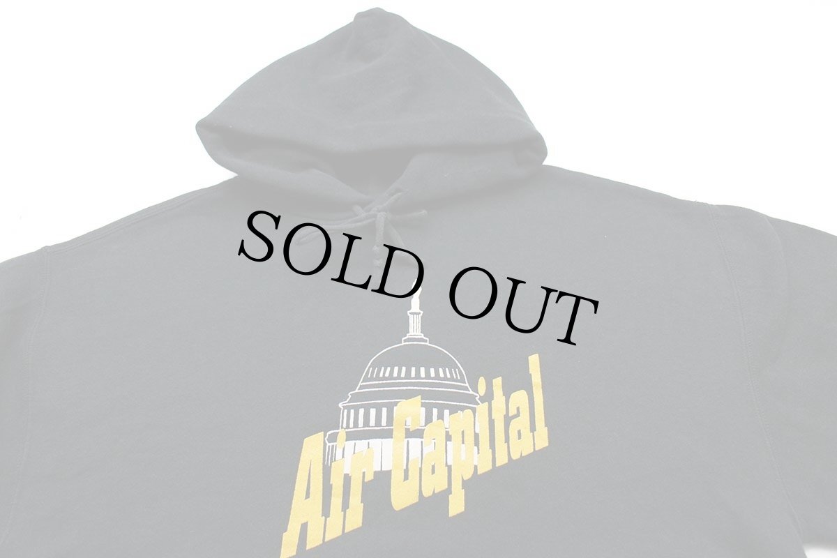 画像3: 90s メキシコ製 RUSSELLラッセル Air Capital スウェットパーカー 黒 L (3)