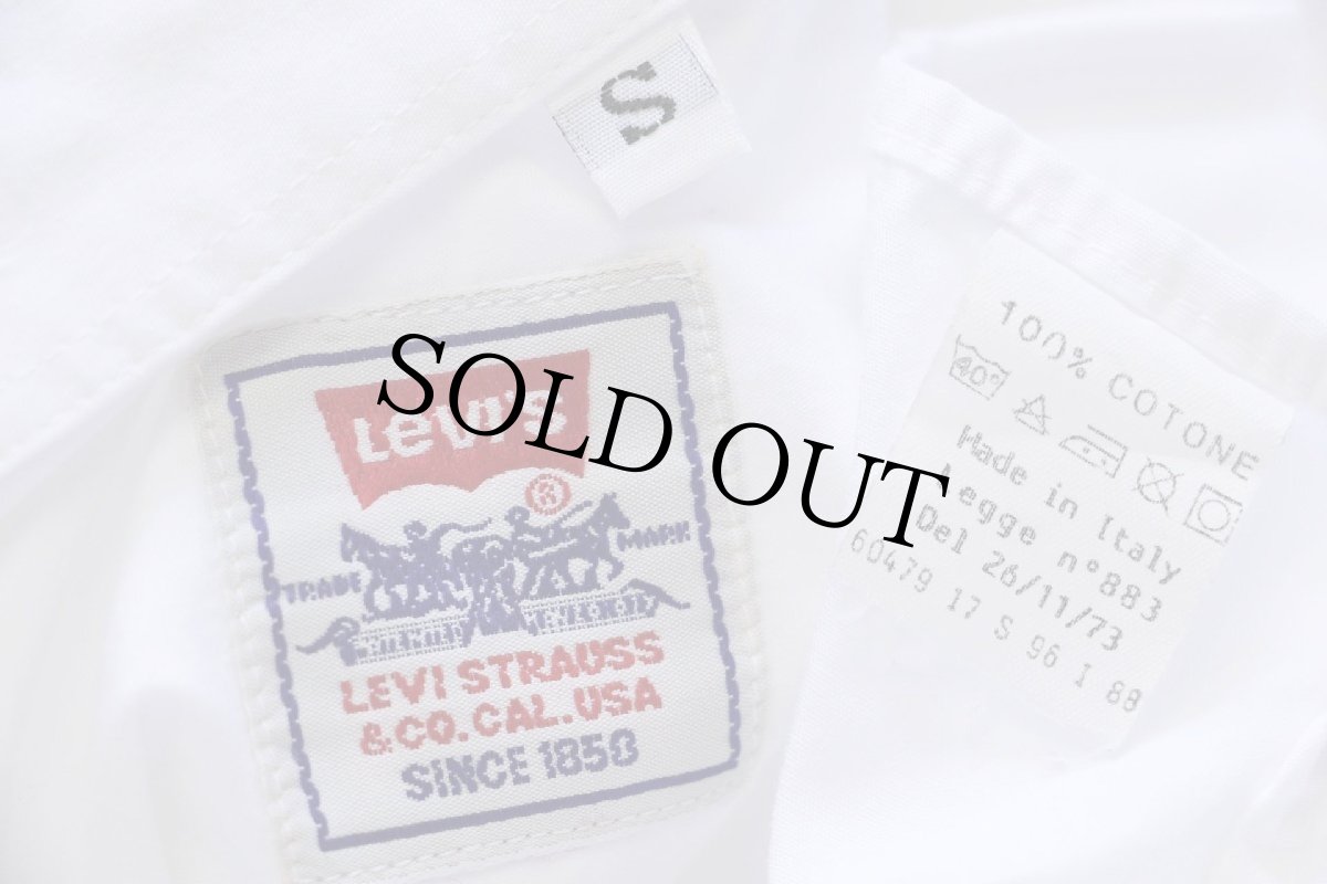 画像4: 90s イタリア製 Levi'sリーバイス ロゴ刺繍 ボタンダウン コットンシャツ 白 S★ユーロ (4)