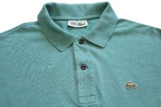 画像3: 70s フランス製 CHEMISE LACOSTE ラコステ ワンポイント コットン 鹿の子 長袖ポロシャツ 杢グリーン 5★104 (3)