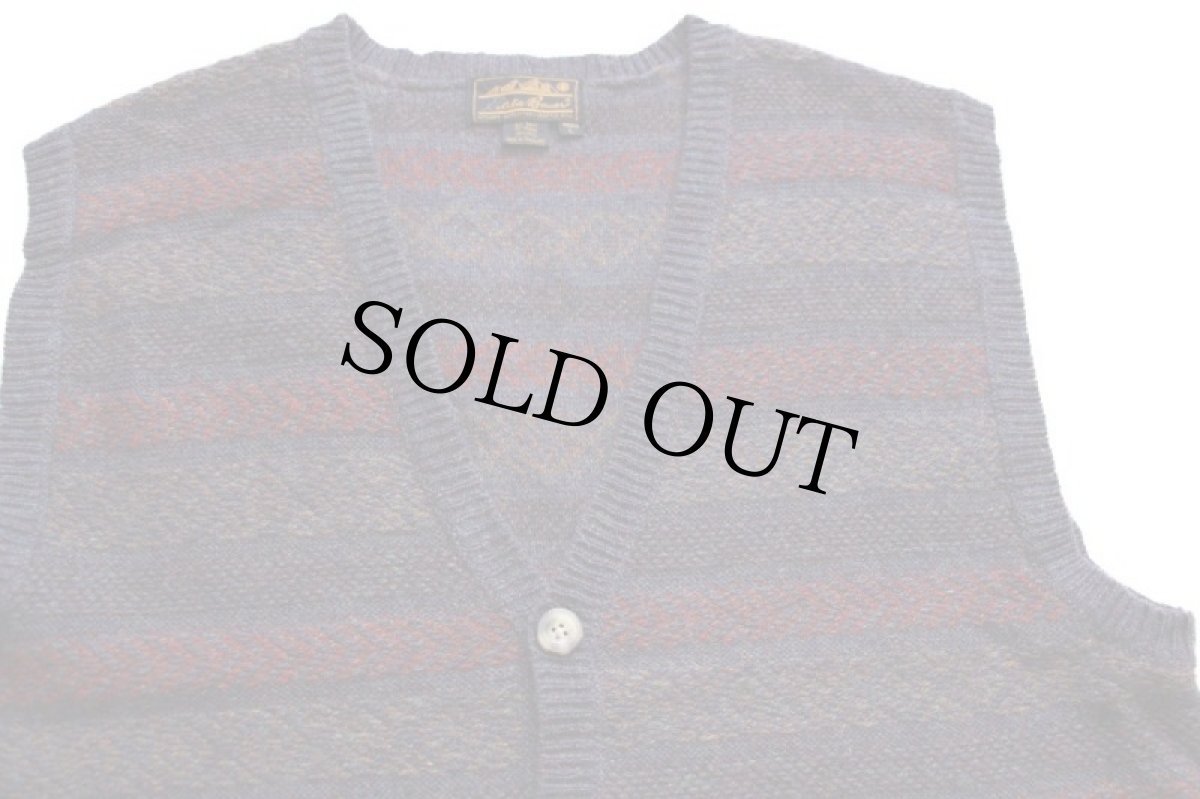 画像3: 90s EddieBauerエディーバウアー フェアアイル柄 裏生地 イレギュラー ウールニット ベスト カーディガン L (3)