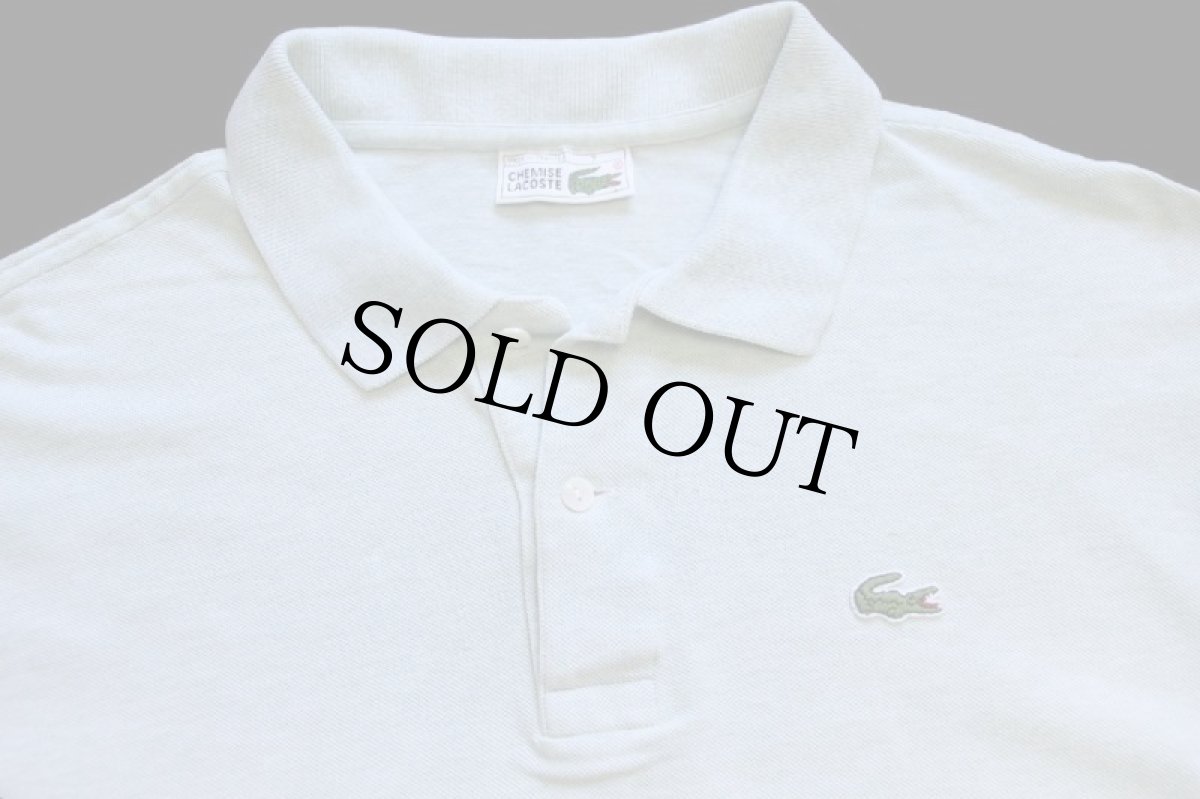 画像3: 70s フランス製 CHEMISE LACOSTE ラコステ ワンポイント コットン 鹿の子 長袖ポロシャツ 杢ライトグリーン 7 (3)