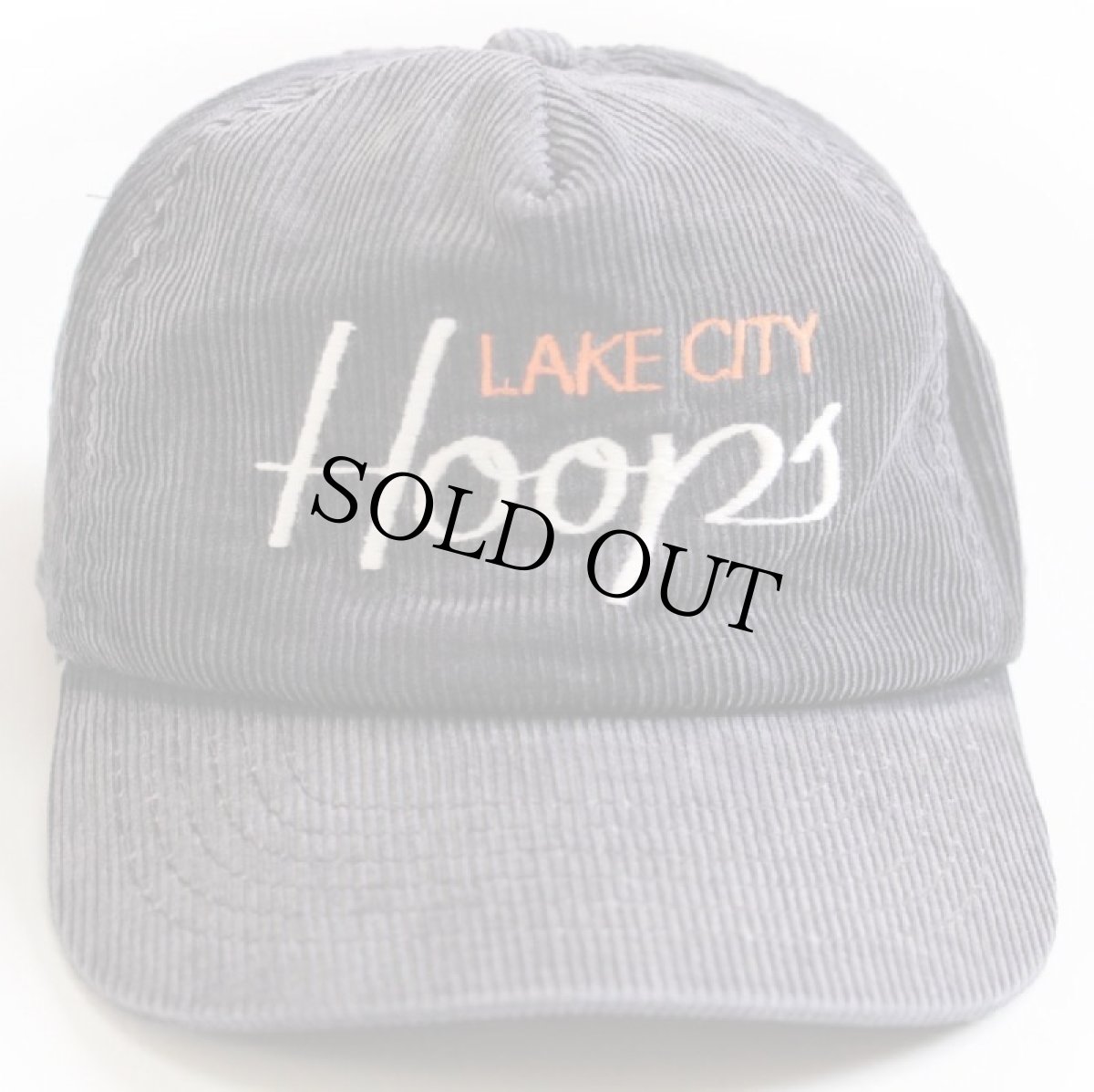 画像3: 80s LAKE CITY Hoops 刺繍 コットン コーデュロイキャップ 黒 フェード (3)