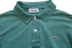 画像3: 70s フランス製 CHEMISE LACOSTE ラコステ ワンポイント コットン 鹿の子 長袖ポロシャツ 杢グリーン 5★105 (3)