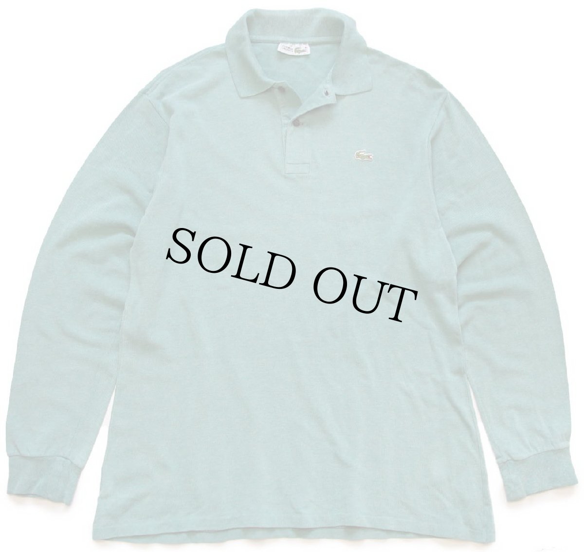 画像1: 70s フランス製 CHEMISE LACOSTE ラコステ ワンポイント コットン 鹿の子 長袖ポロシャツ 杢グリーン 5★104 (1)